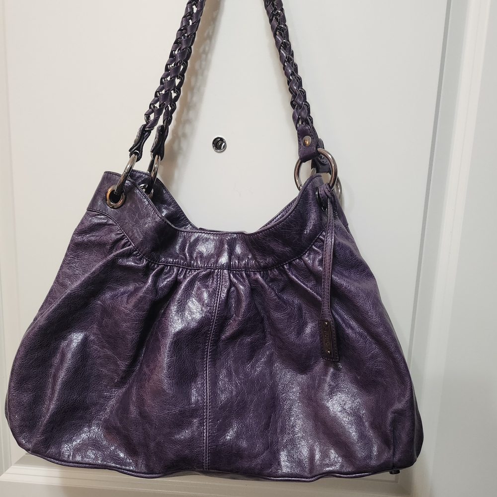 Elegant Purple ABRO Leather Shoulder Bag